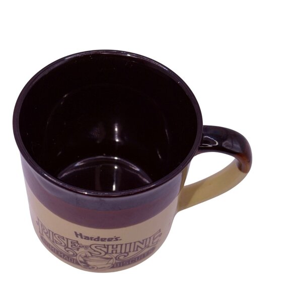 Vintage 1989 Hardee’s Rise and Shine Homemade Biscuits Coffee Mug Brown Tan - Picture 2 of 4